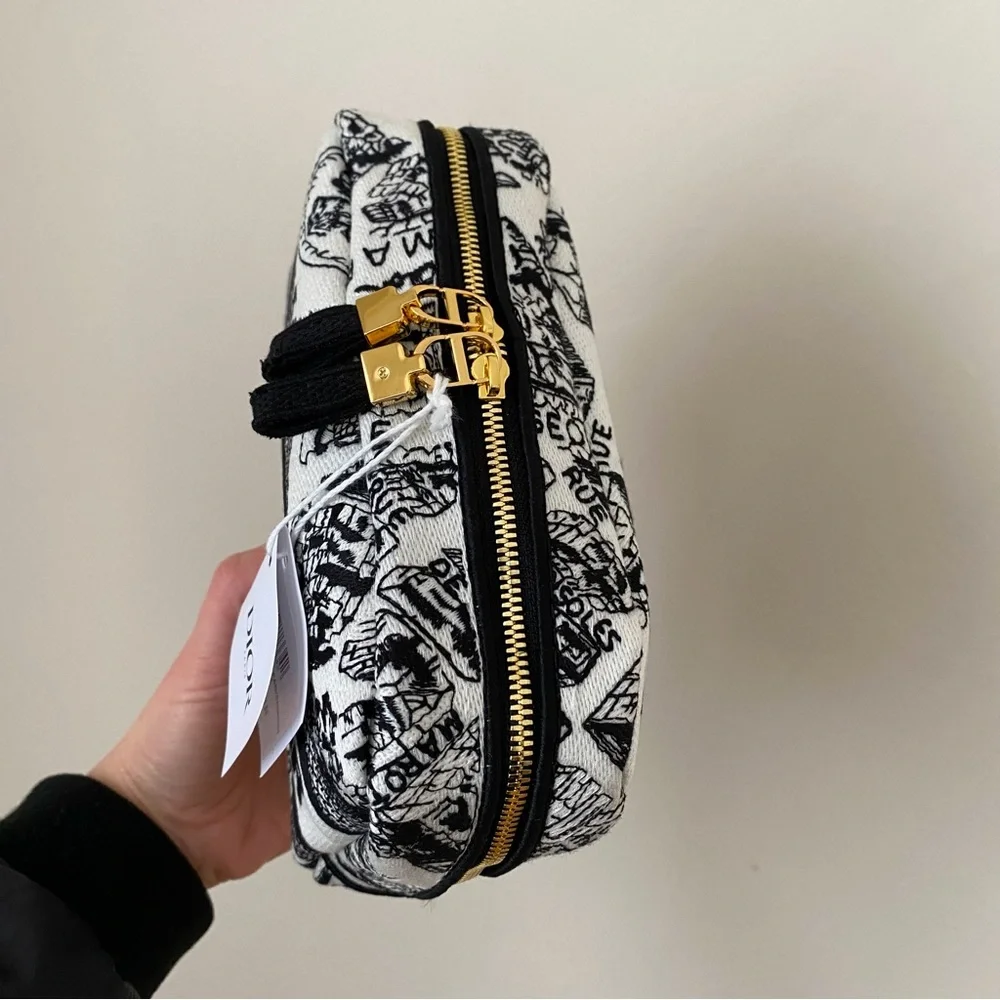 NWT Christian Dior Made in Italy Black White Plan de Paris Pouch Makeup Bag - Picture 4 of 16